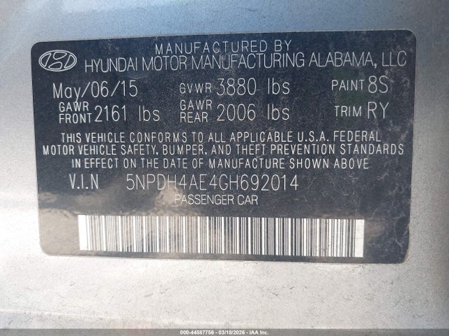 Hyundai Elantra Value Edition 2016 5NPDH4AE4GH692014 Image 9