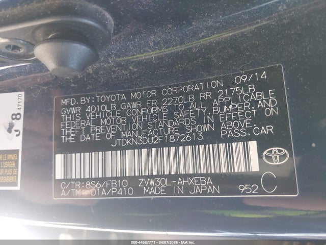 Toyota Prius Three 2015 JTDKN3DU2F1872613 Image 9