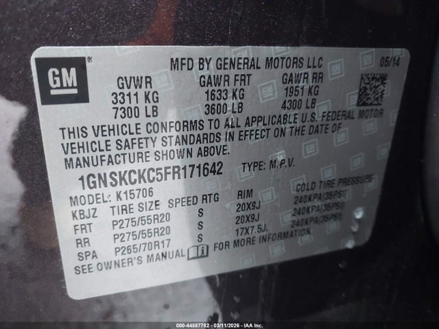 Chevrolet Tahoe Ltz 2015 1GNSKCKC5FR171642 Image 9