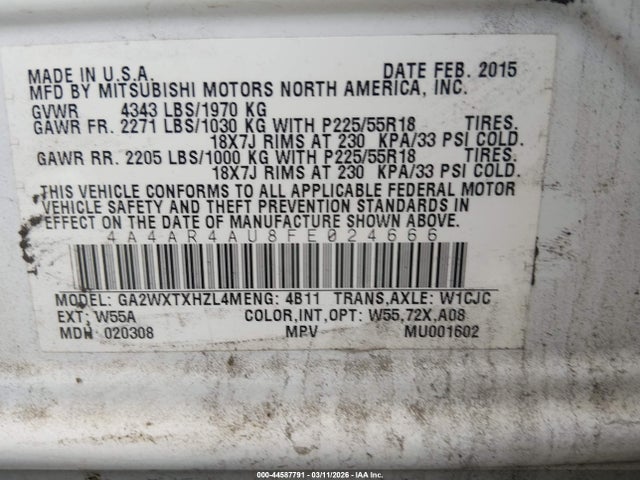 2015 MITSUBISHI OUTLANDER SPORT 4A4AR4AU8FE024666 Photo 8