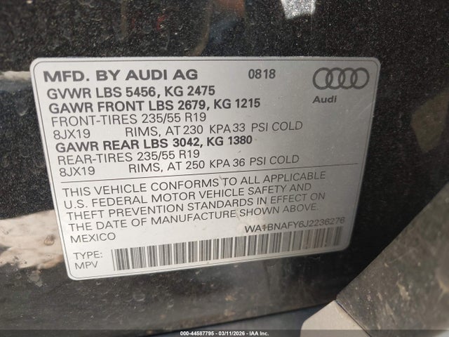 2018 AUDI Q5 WA1BNAFY6J2236276 Photo 8