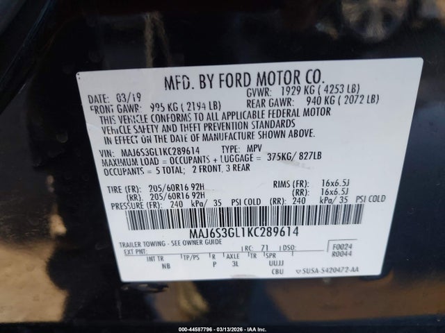 2019 FORD ECOSPORT MAJ6S3GL1KC289614 Photo 8