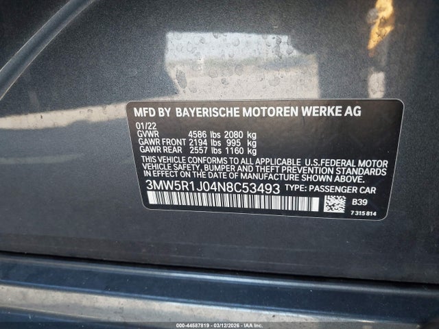 2022 BMW 330I 3MW5R1J04N8C53493 Photo 8