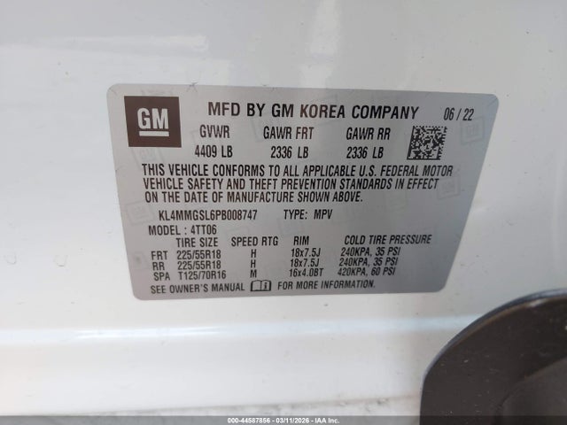 44587856 :رقم المزاد ، KL4MMGSL6PB008747 vin ، 2023 Buick Encore Gx Essence Awd مزاد بيع