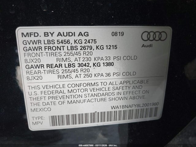 2020 AUDI Q5 WA1BNAFY8L2001980 Photo 8