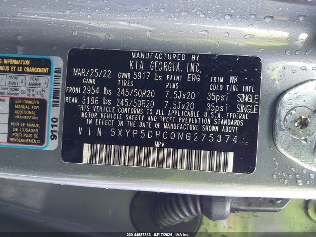 5XYP5DHC0NG275374 KIA Telluride Sx