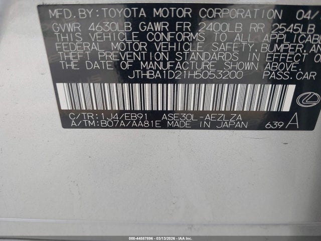 Продаж на аукціоні авто 2017 Lexus Is 200t, vin: JTHBA1D21H5053200, номер лоту: 44587896