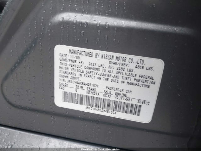 Aukcja sprzedaży 2010 Infiniti G37x, vin: JN1CV6AR8AM451074, numer aukcji: 44588033