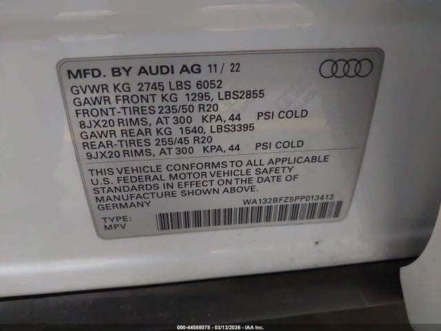 2023 AUDI Q4 SPORTBACK E-TRON WA132BFZ5PP013413 Photo 8