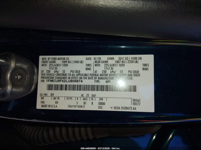 2020 FORD ESCAPE 1FMCU9F62LUB56874 Photo 8