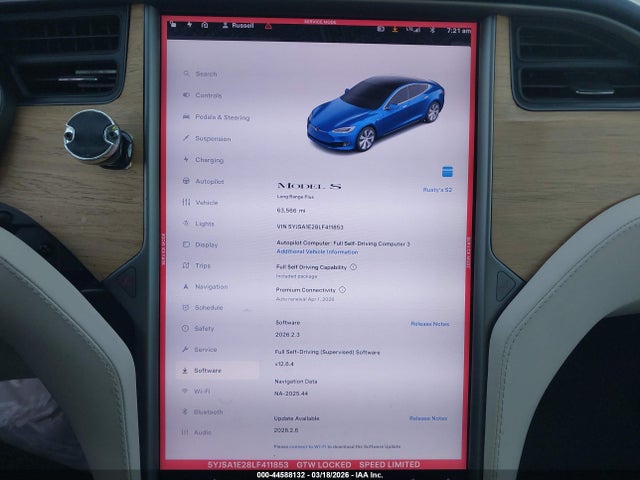 2020 Tesla Model S Long Range Dual Motor All-wheel Drive/long Range Plus Dual Motor All-wheel Drive მანქანა იყიდება აუქციონზე, vin: 5YJSA1E28LF411853, აუქციონის ნომერი: 44588132