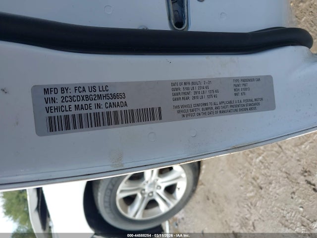 2021 Dodge Charger Sxt Rwd მანქანა იყიდება აუქციონზე, vin: 2C3CDXBG2MH536653, აუქციონის ნომერი: 44588254