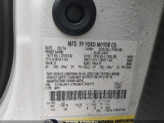 1FMJK1JT6GEF36571 Ford Expedition El Xlt