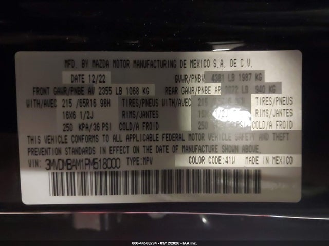 Продажа на аукционе авто 2023 Mazda Cx-30 2.5 S, vin: 3MVDMBAM1PM518000, номер лота: 44588294