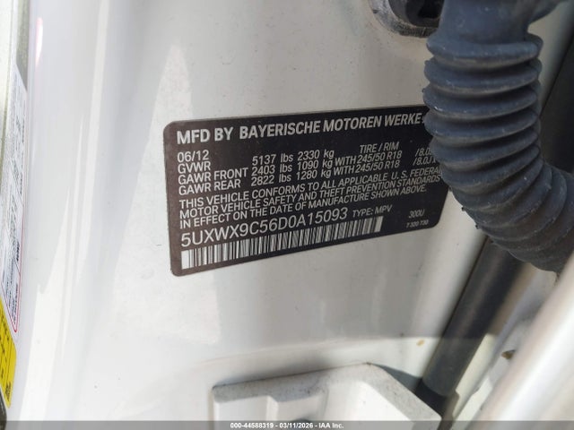 44588319 :رقم المزاد ، 5UXWX9C56D0A15093 vin ، 2013 Bmw X3 Xdrive28i مزاد بيع