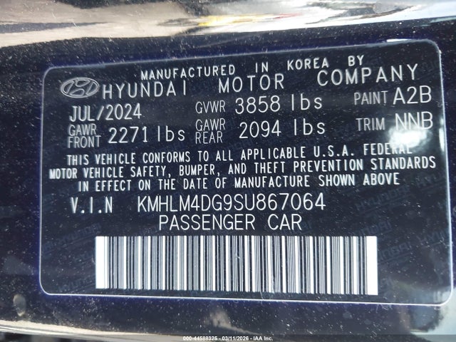 Aukcja sprzedaży 2025 Hyundai Elantra Sel Sport, vin: KMHLM4DG9SU867064, numer aukcji: 44588325