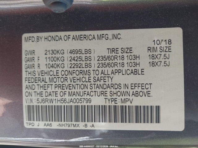 2018 HONDA CR-V 5J6RW1H56JA005799 Photo 8