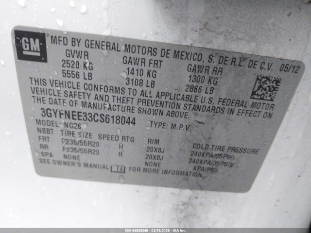 2012 CADILLAC SRX 3GYFNEE33CS618044 Photo 8