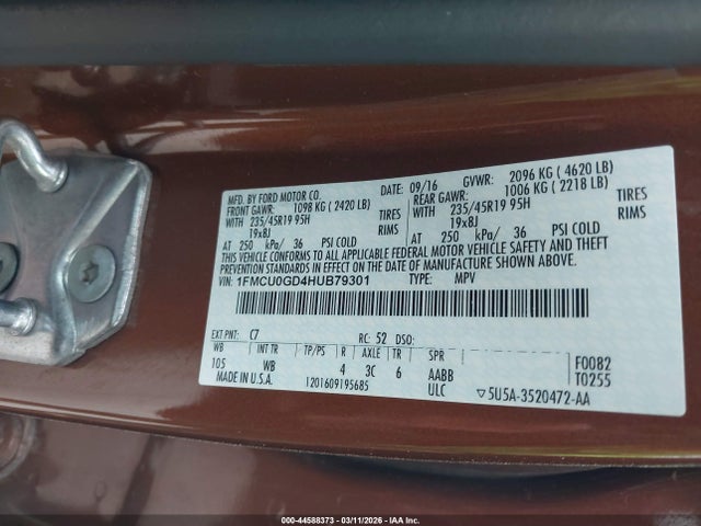 Ford ESCAPE SE 2017 1FMCU0GD4HUB79301 Image 9
