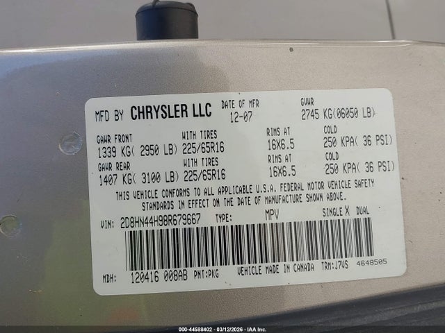 2008 DODGE GRAND CARAVAN 2D8HN44H98R679667 Photo 8