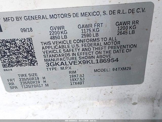 3GKALVEX9KL186954 GMC Terrain Slt