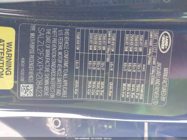 2023 LAND ROVER RANGE ROVER EVOQUE SALZL2FXXPH208423 Photo 8