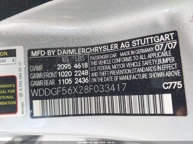 44588448 :رقم المزاد ، WDDGF56X28F033417 vin ، 2008 Mercedes-benz C 350 Sport مزاد بيع