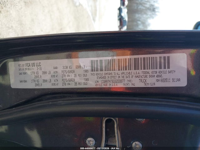 2016 Ram 1500 Laramie მანქანა იყიდება აუქციონზე, vin: 1C6RR7NT6GS259977, აუქციონის ნომერი: 44588477