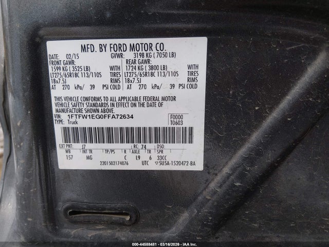 2015 FORD F-150 1FTFW1EG0FFA72634 Photo 8