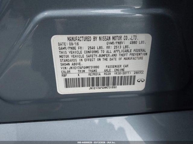 Продаж на аукціоні авто 2017 Infiniti Q50 3.0t Premium/3.0t Signature Edition/3.0t Sport, vin: JN1EV7AP4HM731890, номер лоту: 44588529