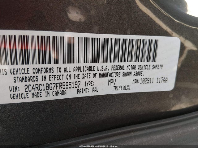 Продаж на аукціоні авто 2015 Chrysler Town & Country Touring, vin: 2C4RC1BG7FR595197, номер лоту: 44588536