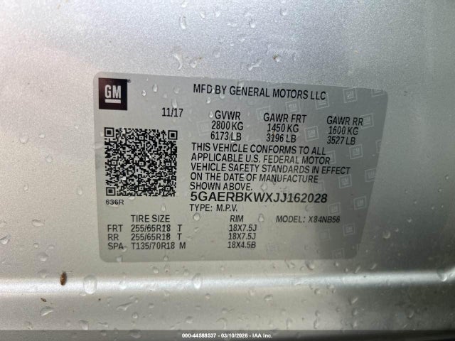 Aukcja sprzedaży 2018 Buick Enclave Essence, vin: 5GAERBKWXJJ162028, numer aukcji: 44588537
