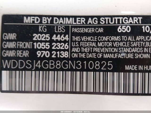 44588541 :رقم المزاد ، WDDSJ4GB8GN310825 vin ، 2016 Mercedes-benz Cla 250 4matic مزاد بيع