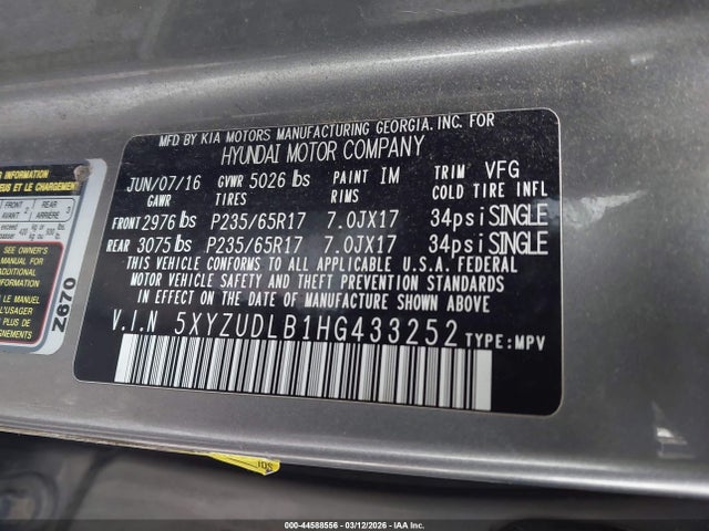 Продаж на аукціоні авто 2017 Hyundai Santa Fe Sport 2.4l, vin: 5XYZUDLB1HG433252, номер лоту: 44588556
