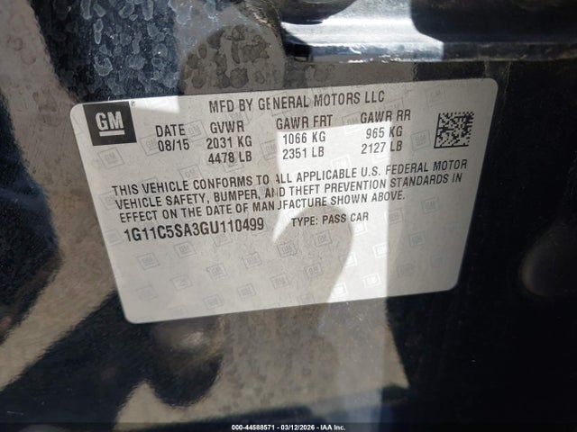 Chevrolet Malibu Limited Lt 2016 1G11C5SA3GU110499 Image 9