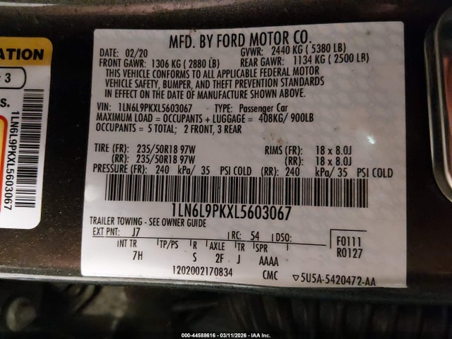 1LN6L9PKXL5603067 Lincoln Continental Standard