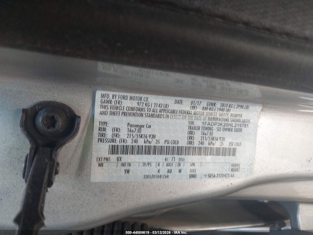 1FADP3K20HL219781 Ford FOCUS SE