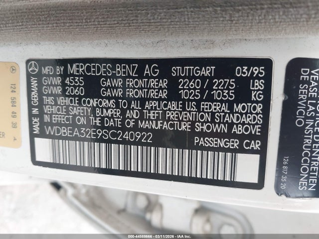 1995 MERCEDES-BENZ E WDBEA32E9SC240922 Photo 8