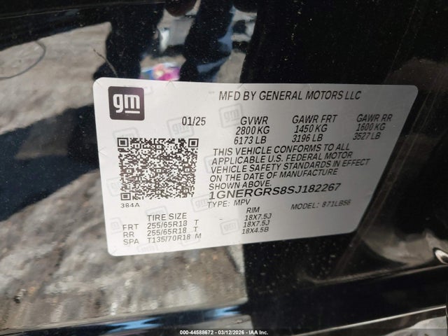 Aukcja sprzedaży 2025 Chevrolet Traverse Fwd Lt, vin: 1GNERGRS8SJ182267, numer aukcji: 44588672