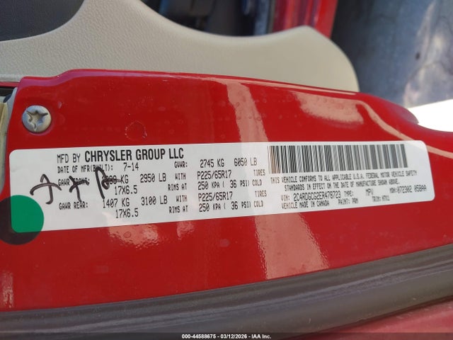 2014 Dodge Grand Caravan Sxt მანქანა იყიდება აუქციონზე, vin: 2C4RDGCG2ER478723, აუქციონის ნომერი: 44588675