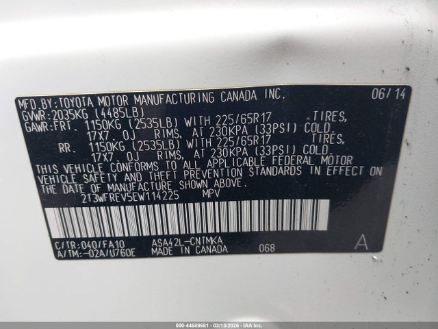 2014 TOYOTA RAV4 2T3WFREV5EW114225 Photo 8