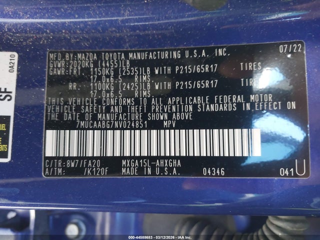 2022 TOYOTA COROLLA CROSS 7MUCAABG7NV024851 Photo 8