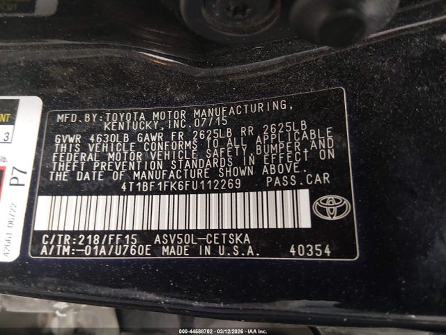 4T1BF1FK6FU112269 Toyota CAMRY SE