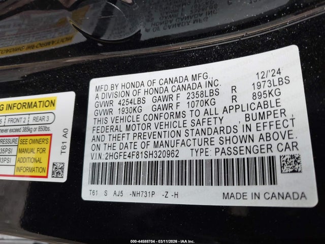 2025 HONDA CIVIC HYBRID 2HGFE4F81SH320962 Photo 8