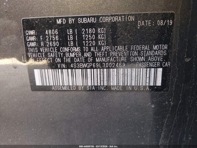 Aukcja sprzedaży 2020 Subaru Legacy Touring Xt, vin: 4S3BWGP69L3002469, numer aukcji: 44588708