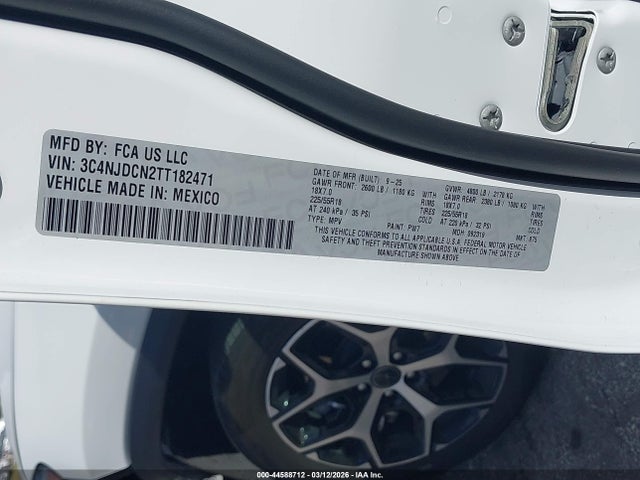 44588712 :رقم المزاد ، 3C4NJDCN2TT182471 vin ، 2026 Jeep Compass Limited مزاد بيع