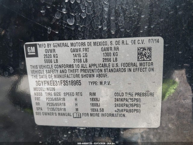 2015 CADILLAC SRX 3GYFNEE31FS518965 Photo 8