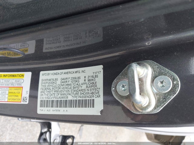 1HGCV1F93JA049538 Honda Accord Touring