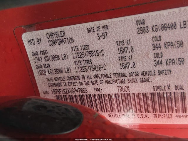 1997 DODGE RAM 1500 1B7HF16ZXVS247065 Photo 8