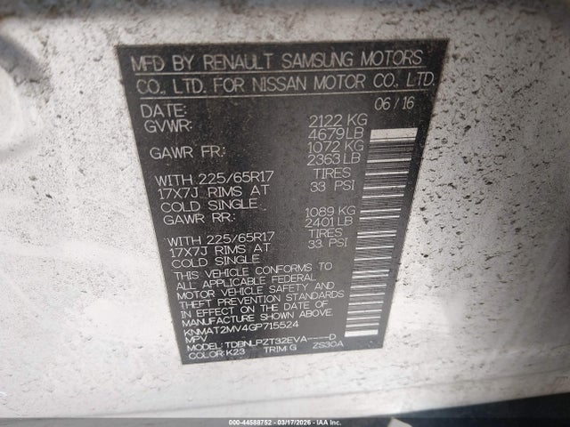 Nissan ROGUE S 2016 KNMAT2MV4GP715524 Image 9